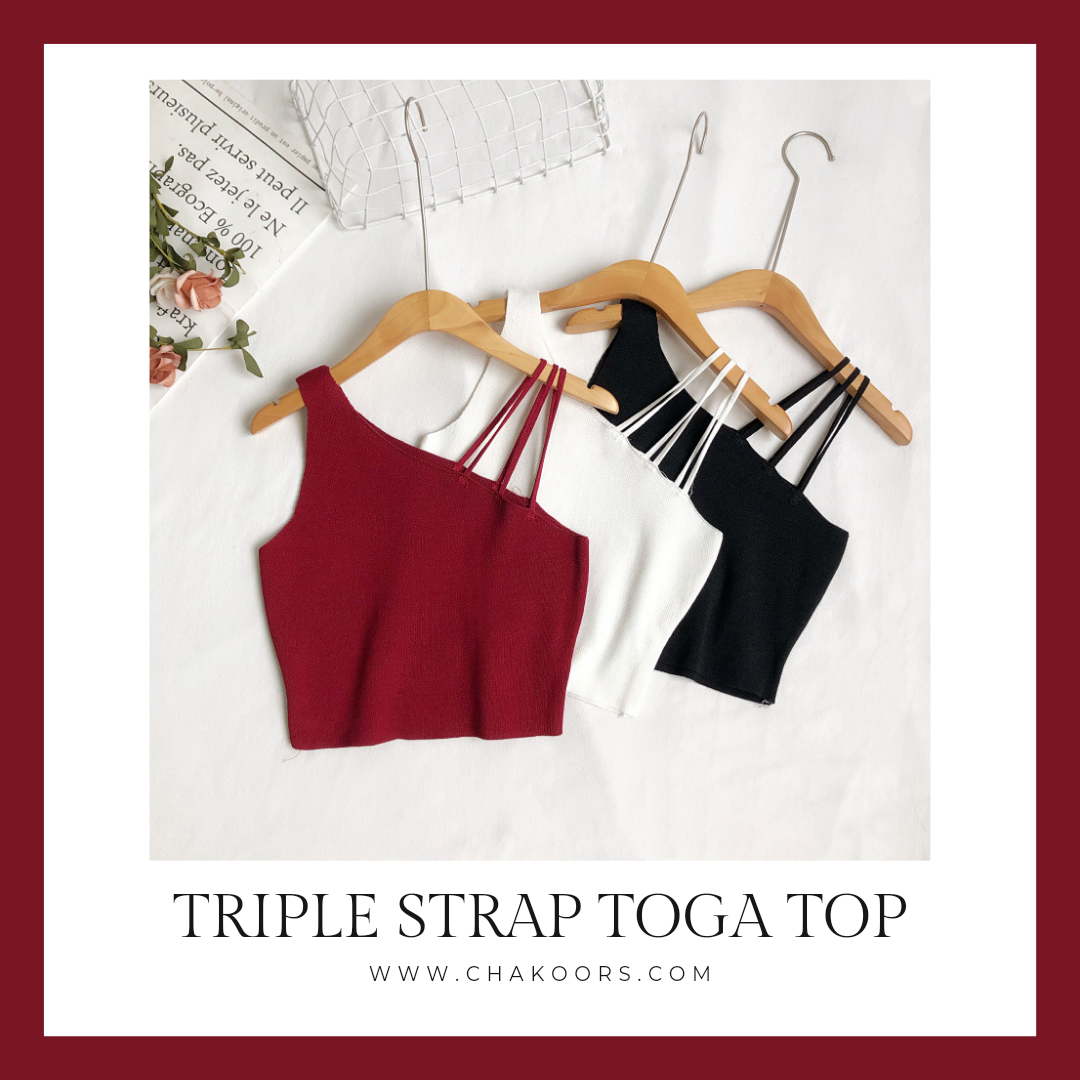 Fabrato pack of 3 triple straps toga crop tops ch # 312