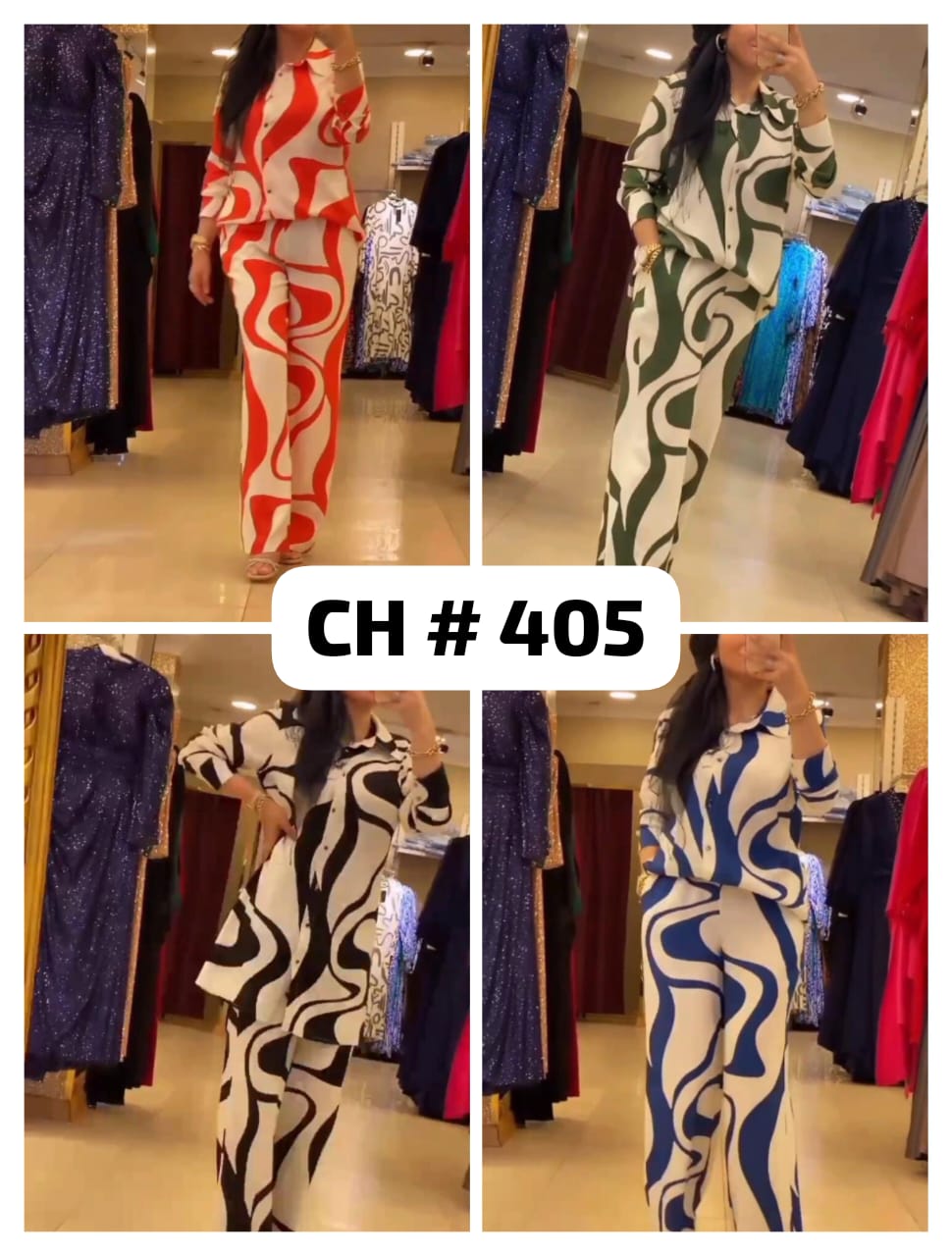Fb # 405 Fabrato Fashion Print Elegant Women's Set Elastic Waist Straight 2 Piece Pajamas Set Casual Home Suit