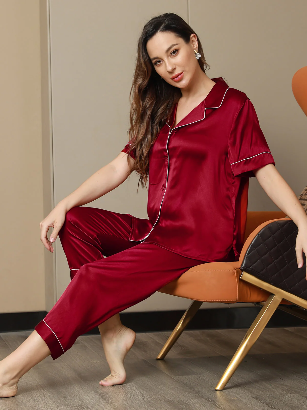 Fabrato Silk Luxurious Slumber Pyjama Set Half Sleeves